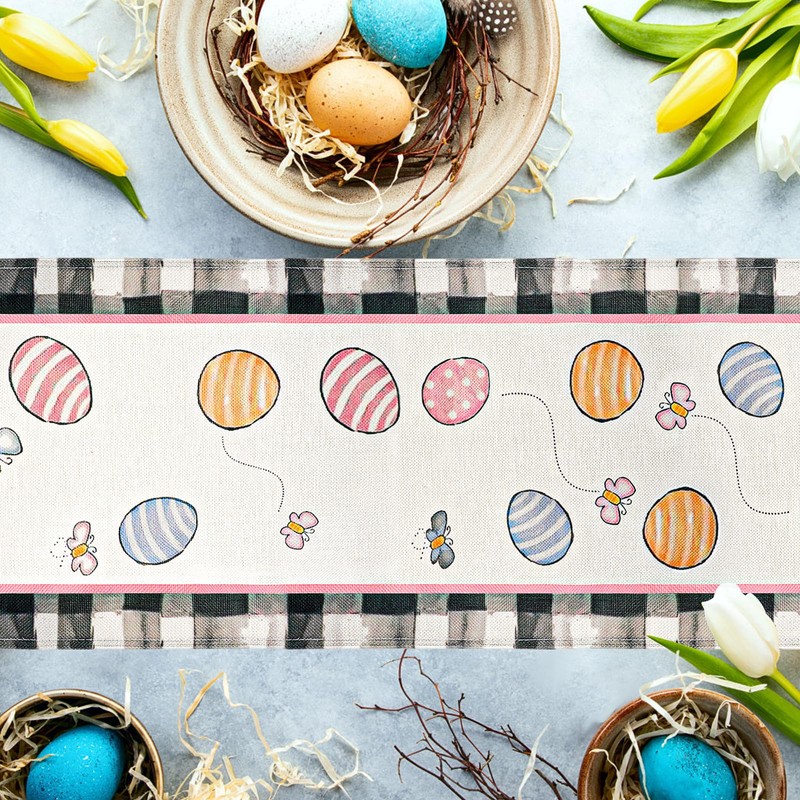 Vspek Easter Gnome Table Runner, Easter Table Decoration, Linen Material,