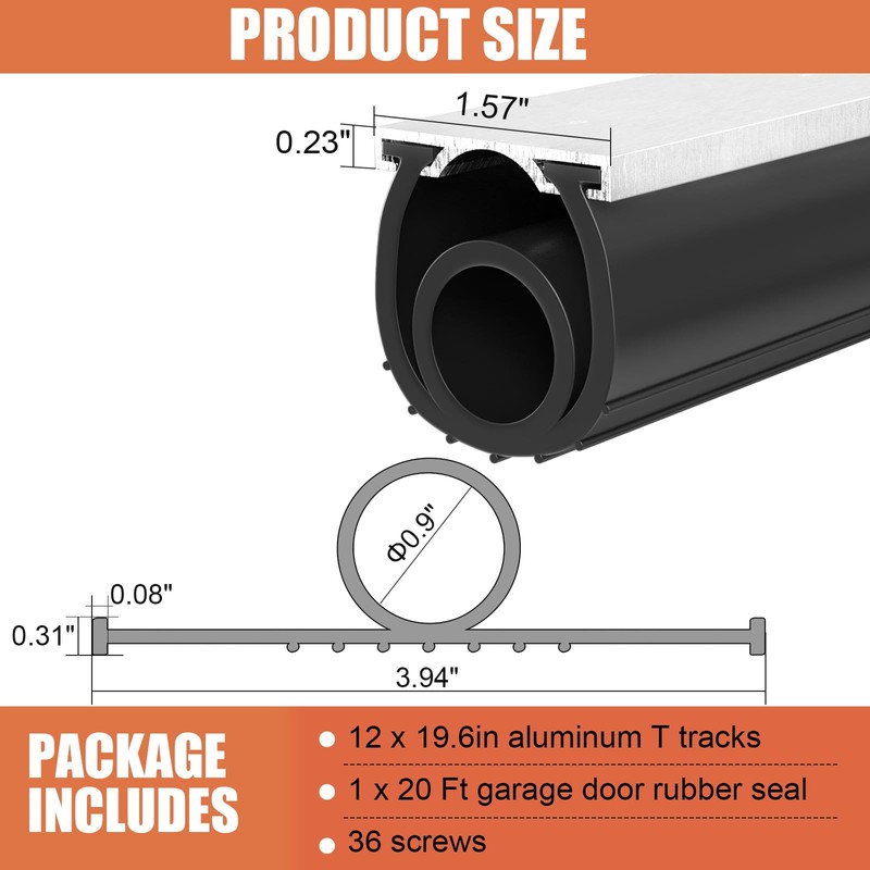 Garage Door Seals Bottom Rubber – 20FT EPDM Weatherproof Seal