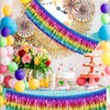 TONIFUL Metallic Foil Fringe Garland Dark Rainbow Wall Hanging Tinsel