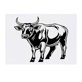 'Bull Standing' Temporary Tattoo - Water Resistant, Skin-Safe, Non-Toxic Transfer (TO00081495)