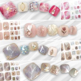 COLORBIRD Nail Seal, Spring and Summer, Foot Nail Seal, Foot Nail Seal, Cute, Flower, Sheer, Foil, Pearl Parts (A-001 A-002 A-003 A-004)