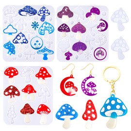YODOYO Resin Earring Molds 5pcs Mushroom Earring Resin Molds Keychain Making Kit Spring Earrings Pendant Necklace Keychains Silicone Resin Jewelry Molds DIY Art Craft Jewelry Making Supplies Kit