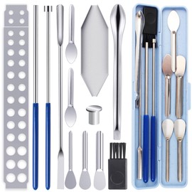 Capsule Filling Filler Machine Kit - Pill Filler Tray Tools for Quickly Maker Empty Gel Capsules All Size 000 00 0 1 2 3 4 5, 12Pcs Lab Spoons Spatula Scoops Tool (13 Pcs)