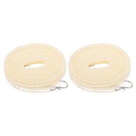 sourcing map 2Pcs Portable Clothesline, 16.4ft Nylon Windproof Non-Slip Washing Line Rope for Courtyard Outdoor Travel Camping Laundry Drying, Beige
