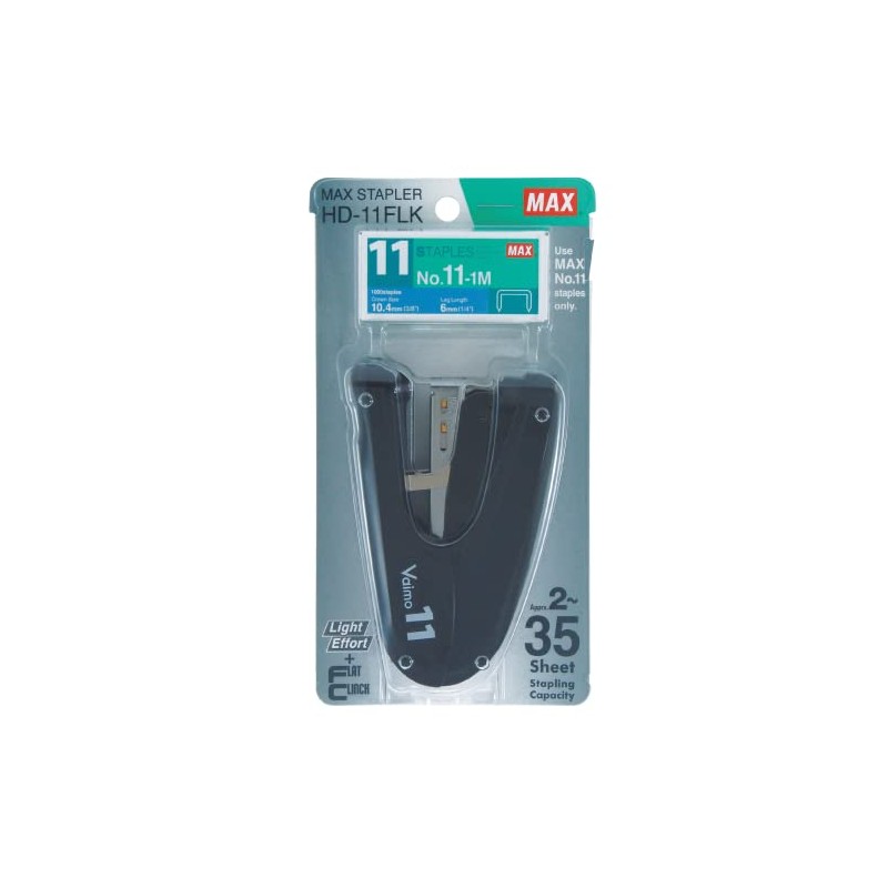 Max Vaimo 11 FLK Manual Stapler with Flat Stapling Black