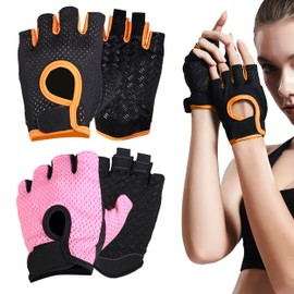 2 Pairs Non-Slip Workout Gloves, Breathable Weight Lifting Gloves for Exercise, Adjustable Non-Slip Gloves Grip Gym Gloves Exercise Cycling Gloves for Weightlifting Fitness Training Cycling