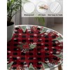 Christmas Snowman Round Fitted Tablecloth for Round Table,Poinsettia Xmas Tree