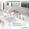 Bathroom Sink Faucet Widespread Brushed Nickel Double Mixing Tap Deck