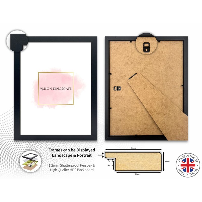 Alison Kingsgate Elegant Sleek Black 6x4 Inch Frame Size (15.24x10.16cm)