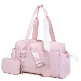 ERTUNA Everyday Mini Gym Bag for Women 2.0, Small Tote with Zipper Compartment Waterproof Travel Duffle Cute Handbag Workout Carry On with Removeable Shoulder Strap & Coin Wallet Easy to Clean - Pink