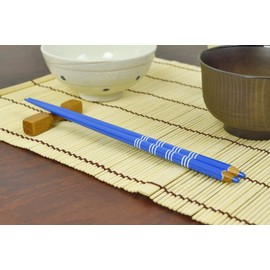 aoba Chopsticks Dishwasher Safe, Natural Wood Color Pencil Border Blue 22.5 cm