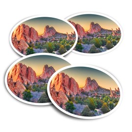 Vinyl Round Stickers (Set of 4) 10cm - Garden of the Gods Colorado Springs USA for Laptops, Tablets, Luggage, Scrap Booking, Fridges #50997