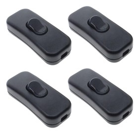 Powice 4 x Intermediate Switch, Cord Switch, 230 V, Cable Switch, Suitable for 2 and 3 Core Power Cords and Small Appliances or Lights Toggle Switch, Black