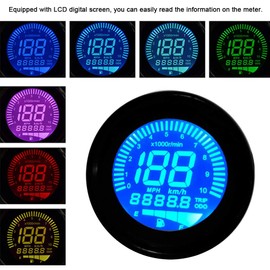 Tachometer Duokon Motorcycle LCD Meter Universal Speedometer Gauge Odometer Tachometer DC 12 V 0-199 km/h (Black)