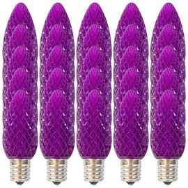 EZLS C9 Purple Faceted LED Bulbs - Box of 25 Purple C9 Replacement Bulbs