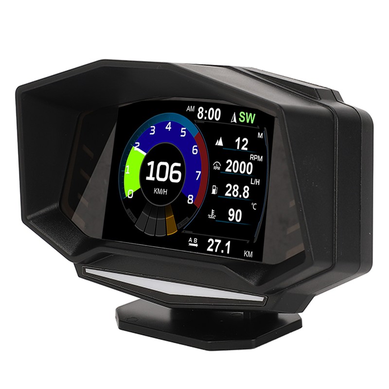 Car HUD Display OBD2 GPS Slope Meter Multifunction Overspeed Alarm