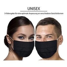 Unisex schwarze Stoffmasken Mundschutz Maske Stoff 100% Baumwolle schwarze Mund Nasen Schutzmaske mit Motiv Mund und Nasenschutz Maske waschbar SCHWARZ klein gepunktet