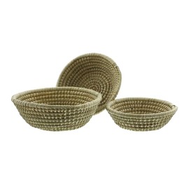 Set of 3 Natural Seagrass Bowls Braided Decorative Bowls
