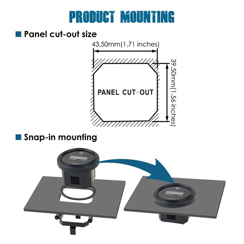 Runleader LCD Hour Meter,DC 4.5V to 90V, Data Storage &