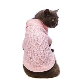 Jnancun Cat Sweater 16 Color Turtleneck Knitted Sleeveless Dog Sweater Warm Winter Kitten Clothes Outfits for Cats or Small Dogs in Cold Season(X-Small, Light Pink)