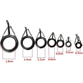 7Pcs Gun Black Fishing Accessories Mixed Size Fishing Rod Guides Tip Top Eye Line Rings Building Repair Kit,Rods and Accessories，Fishing Rods