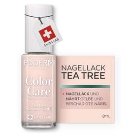 PODERM - Tea Tree Nail Polish Colour Care Pale Pink - Improves the Look for Yellow or Brittle Nails - 2 in 1 Care - Made in Switzerland