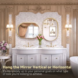Brightify Gold Oval Mirror for Bathroom Vanity 20x30 Inch, Gold Metal Frame Mirrors for Wall, Modern Mirror for Bedroom Living Room Wall Decorative Hang Vertical and Horizontal