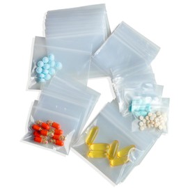 300 Pack Small Pill Bags, 6 mil Sturdy - 3 Assorted Sizes: 2x1.85'', 2.5x2.25'', 3x2.75'' Clear Zip Bags, Reusable Pill Pouch Bags for Travel, Storage, Jewelry & Craft Pieces