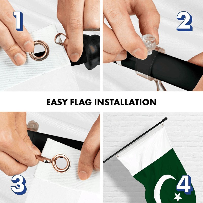 G128 Combo Pack: 6 Ft Tangle Free Spinning Flagpole (Black)