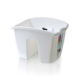 NEW PLASTIC BALCONY WHITE CROWN POT FLOWER PLANTER RAILING 24CM (CRO24)