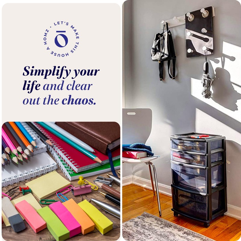 HOMZ 2-Pack 4-Drawer Plastic Storage Cart, Home & Office Organizer,