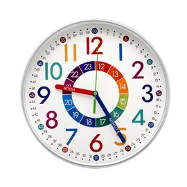 TNSLAND Children's Wall Clock, 25.5 cm, Colourful Numbers Learning Clock, Children, Children's Wall Clock, Silent, Children's Wall Clock for Early Education, Home, Living Room, Children's Room