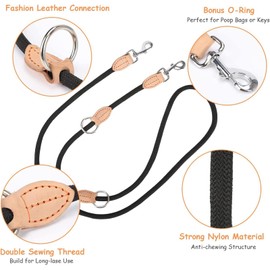 Double Dog Lead, Double Ended Lead Hands Free Dog Lead Dog Training Leads For Medium Small Dogs, Adjustable Multifunctional Rope Lead for Outdoor Walking Running Army Black 11mm*6.5ft