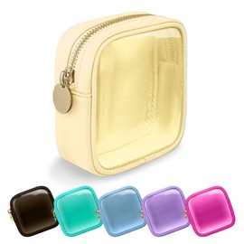 UIXIZQ - Bolsa de maquillaje de nailon transparente, bolsa de viaje, neceser, bolsas de cosméticos con cierre, organizador de maquillaje, tamaño pequeño, grande para mujeres y niñas, Arena, Mini, Viajes