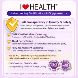 I LOVE HEALTH NMN 500MG Per Capsule – High Purity 99.9% NMN, NAD+ Support for Cellular Energy & Healthy Aging, 60 Capsules, Third-Party Tested, cGMP Made in USA