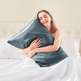 BEDELITE Satin Silk Body Pillow Pillowcase for Hair and Skin, Premium and Silky Space Grey Long Body Pillow Case Cover 20x54 with Envelope Closure