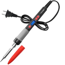 Soldering Iron Kit - 90W LCD Adjustable Temperature 180-500°C Portable Solder Kit with ON/Off Switch, Welding Iron Kit with 5 Replacement Soldering Iron Tips, Stand, Solder Wire, for Repair, DIY