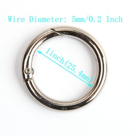 JWBIZ 15pcs Trigger Spring O Rings Round Carabiner Clip Snap for Keyrings Buckle, Bags,Purses (Silver, 1 inch)