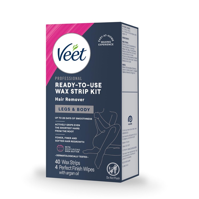 VEET Sugar Wax Strips For Women's Body Hair Removal, Bikini