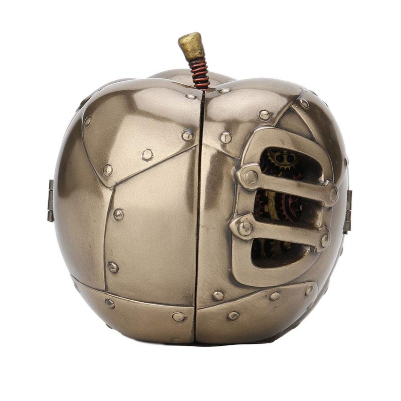 Veronese Design 3.5 Inch Steampunk Mechanicus Apple Clock Antique Bronze