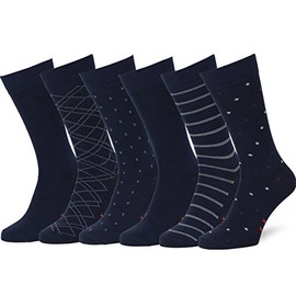 Easton Marlowe Navy Dress Socks for Men Subtle Pattern 6-Pack Blue Dress Socks Classic Cotton Mens Socks Size 10-13 (#4-5)