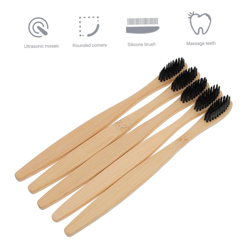 Ipetboom Charcoal Toothbrushes 10pcs Set Soft Nylon Bristles Travel Toothbrushes