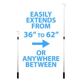 Richards Homewares Shepherds Aluminium Pole with a 2.75-Inch Hook and Cushioned Handle, Lightweight, Extendable from 36 to 62-Inch, Silver 1 Pack