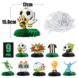 GEBETTER Pack of 9 Football Party Decoration Table Decoration Football Honeycomb Centrepieces Decoration for Birthday Party Theme Party Children's Birthday Party Birthday Party Accessories Children's