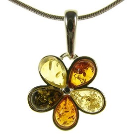 Baltic amber and sterling silver 925 multi-coloured pendant (no chain)