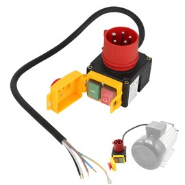 Vaskula Motor Protection Switch 400 V with Cover Waterproof Motor Protection Switch Three-Phase Switch 400 V Emergency Stop Switch Electromagnetic for Table Saws Drills Band Saws