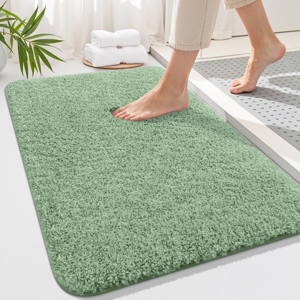 OLANLY Soft Microfiber Bath Mat, Super Absorbent Plush Shaggy Bathroom
