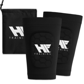 HF Training 3-in-1 Football Shin Pads for Men, Women & Children with Integrated Stocking (Size L) - Shin Protection Including Sock Maximum Protection - Shin Pads & Shin Pads (Small)