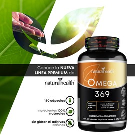 Natural Health. Omega 369. Frasco con 180 Cápsulas de 1.6 g. Ingredientes naturales