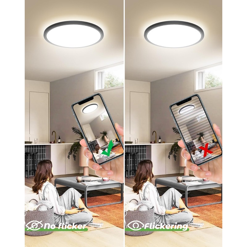 zemty Black LED Flush Mount Ceiling Light - 12 Inch